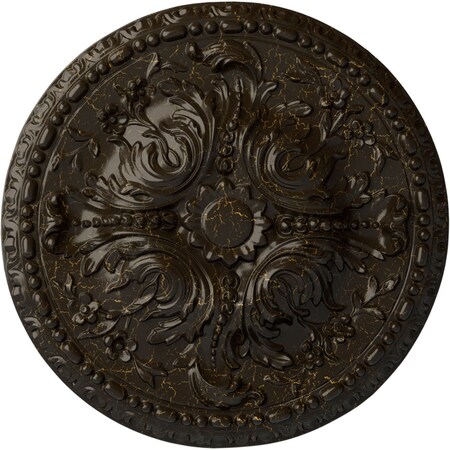 Ekena Millwork Amelia Ceiling Medallion (Fits Canopies up to 2 3/8"), 19 5/8"OD x 3/4"P, Stone Hearth Crackle CM20AMSHC